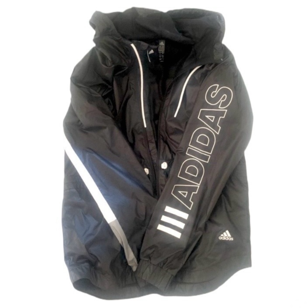 Adidas Black windbreaker with mesh lining and hood. Brand new without ta…